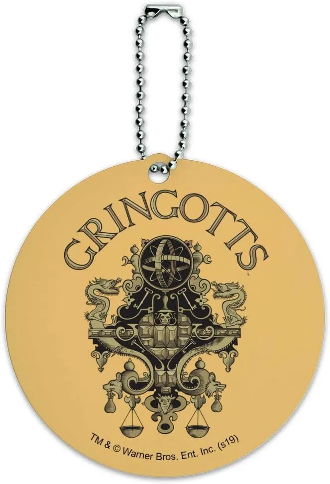 Harry Potter Gringotts Logo Round Luggage ID Tag Card Suitcase Carry-On