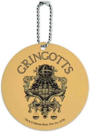 Harry Potter Gringotts Logo Round Luggage ID Tag Card Suitcase Carry-On