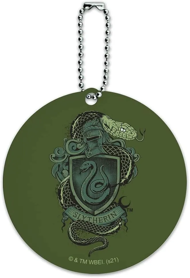 Harry Potter Slytherin Snake Crest Round Luggage ID Tag Card Suitcase Carry-On