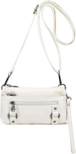 Haytijoe Triple Zip Crossbody Purses Small Crossbody Bags for Women Travel Cell Phone Purse Soft Leather Shoulder Handbags