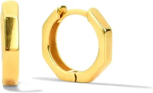 Hexagon 24K Gold Vermeil Hoop Earrings, 24K Gold Vermeil Hoops, Huggie Gold Hoops, Hexagon Hoops, Shiny Hoops, Gift for Her
