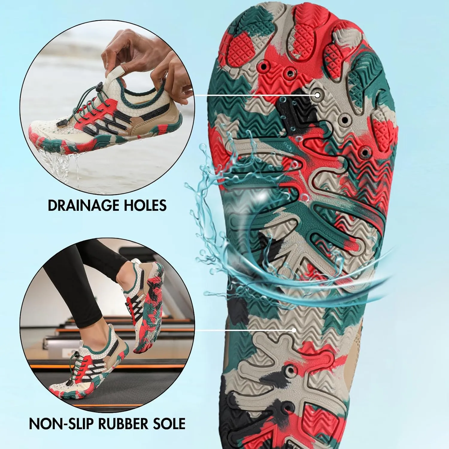 HiGropcore Water Shoes Men Women, Barefoot Wide Toe Box Beach Shoes, Quick Dry Breathable Swim Aqua Socks with Drainage