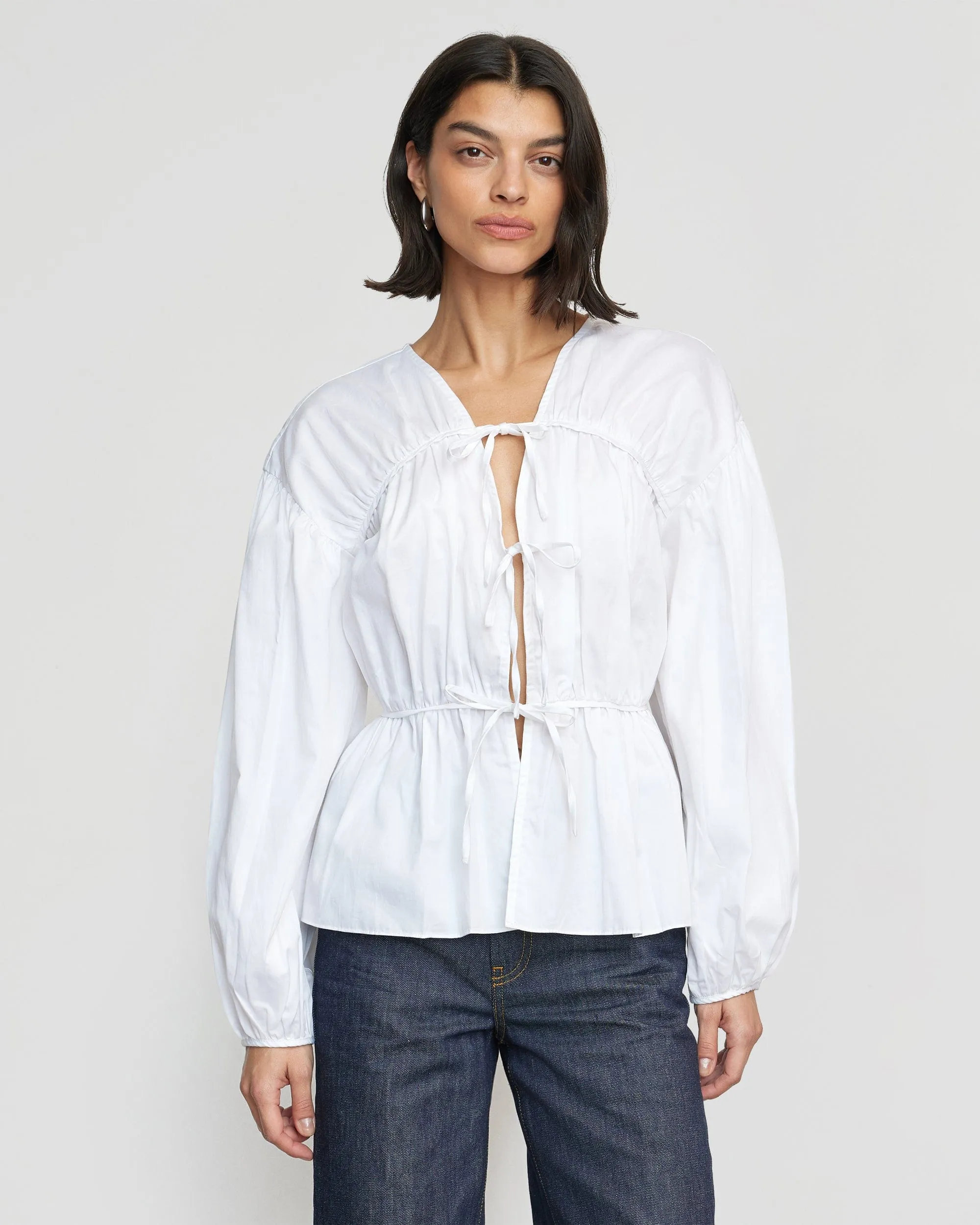 Hira Cotton Tie-Front Blouse