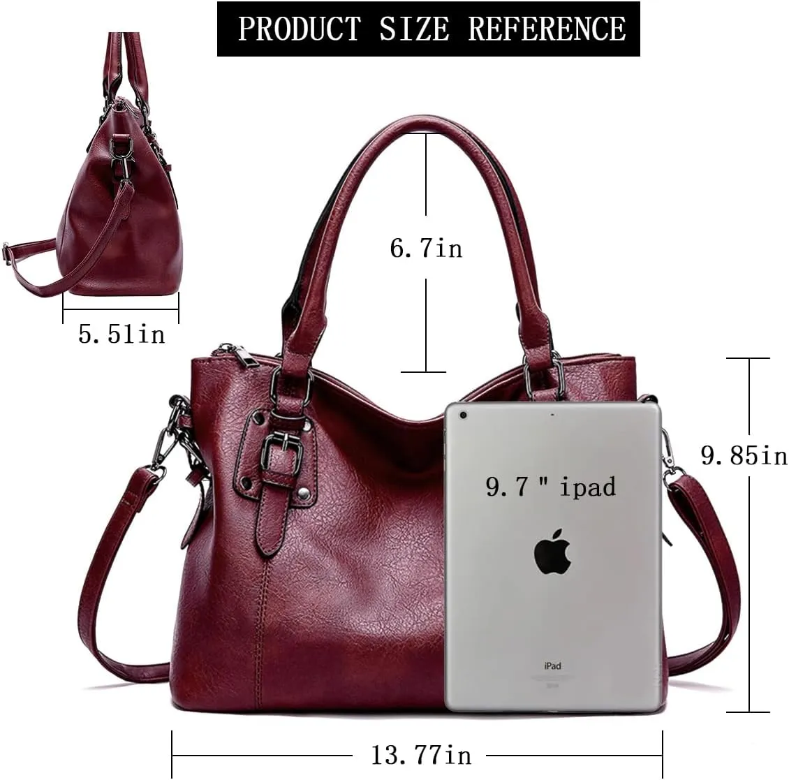Hobo Tote Bag for Women Large Vegan Leather Purse with Adjustable Shoulder Strap