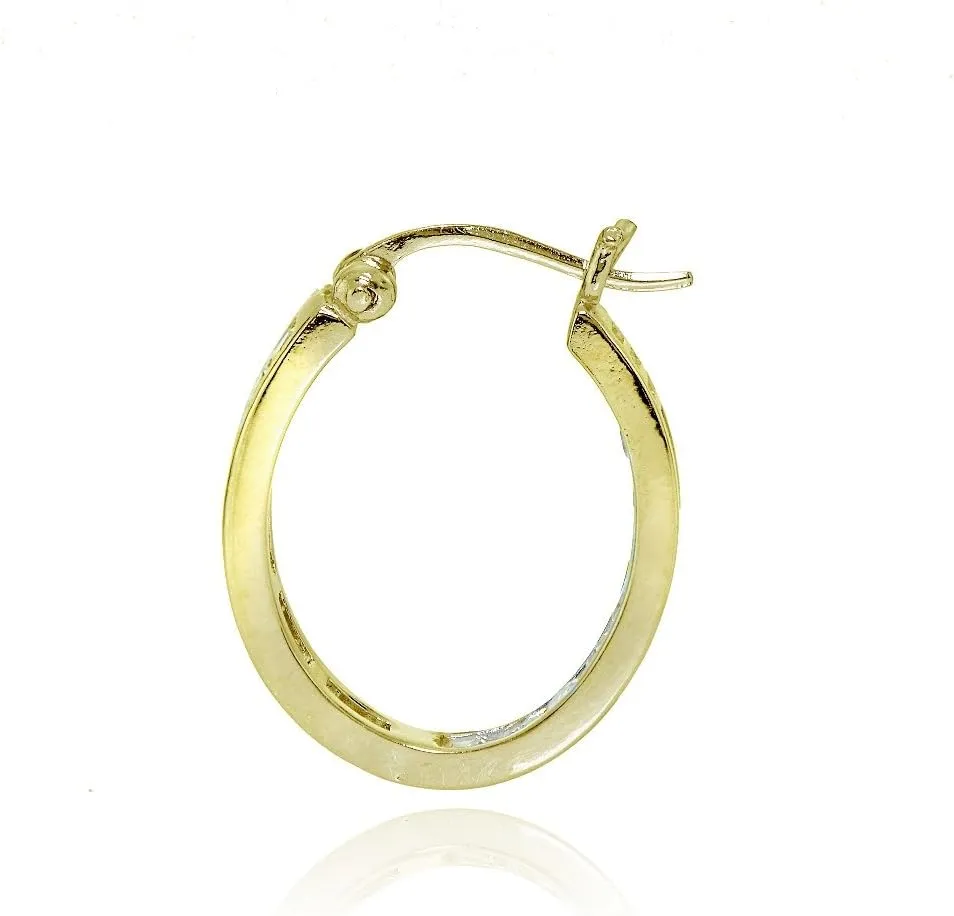 Hoops & Loops 925 Sterling Silver Cubic Zirconia Channel-Set Inside-Out Oval Click-Top Hoop Earrings for Women, Silver, Yellow Gold & Rose Gold Flash Plated