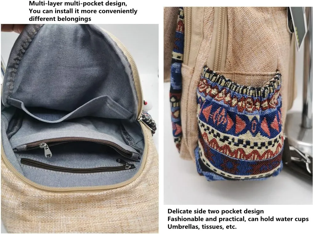 HUANGGUOSHU Backpack Purse for Women - Boho Style Small Convertible Sling Bag with Woven and Mushroom Design - Perfect Mini Backpack for Fashionable Hippie Ladies Other Shore Flower