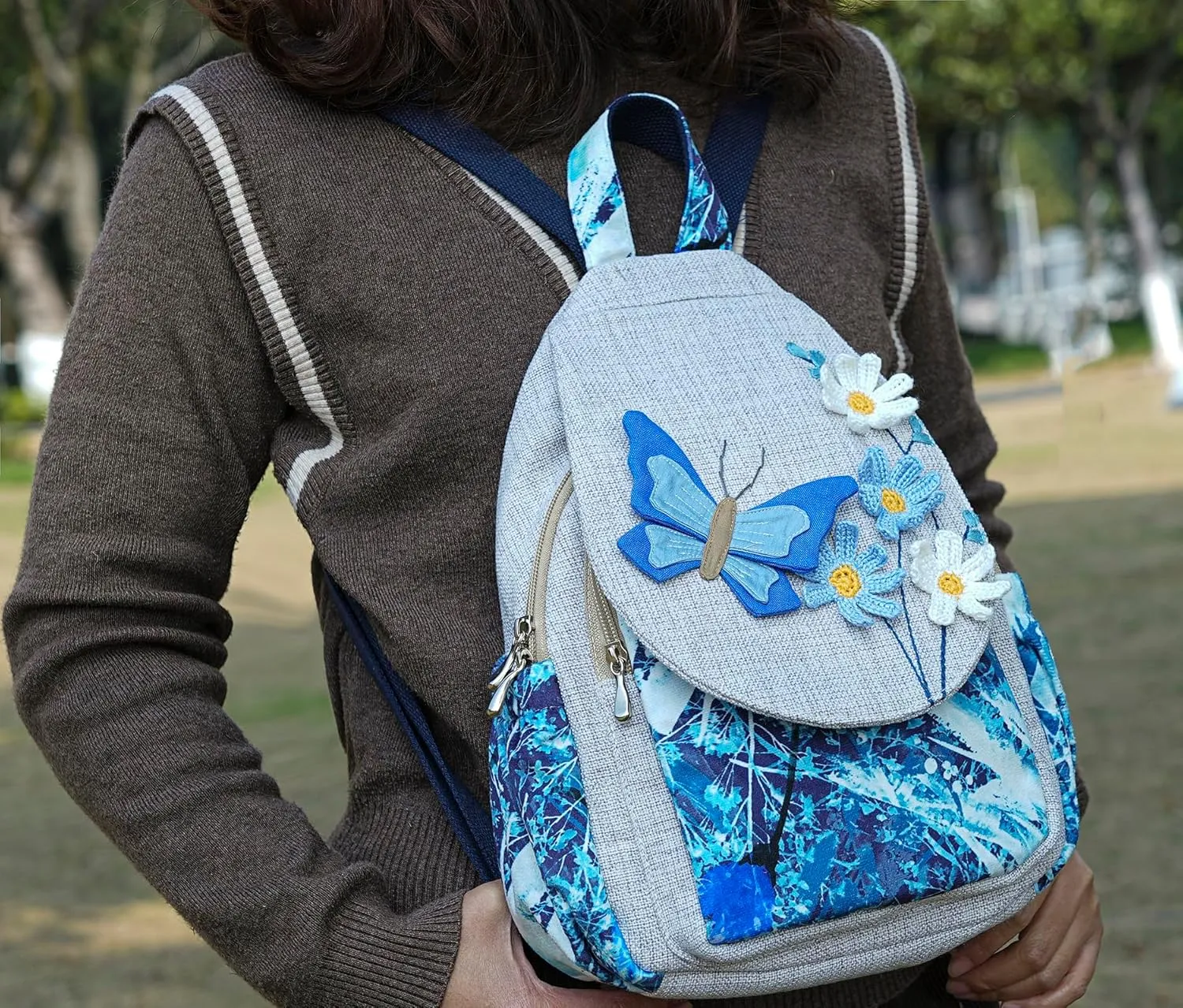 HUANGGUOSHU Butterfly Casual Backpack Hippie Convertible Multifunctional Straps Ladies Shoulder Chest Bag Back Pack Purse Messenger Bag Butterfly