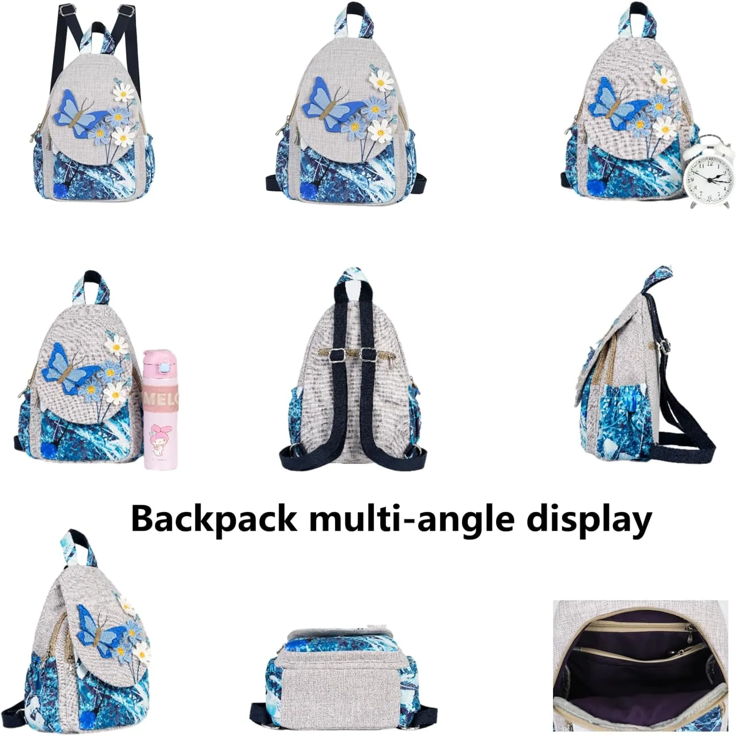 HUANGGUOSHU Butterfly Casual Backpack Hippie Convertible Multifunctional Straps Ladies Shoulder Chest Bag Back Pack Purse Messenger Bag Butterfly