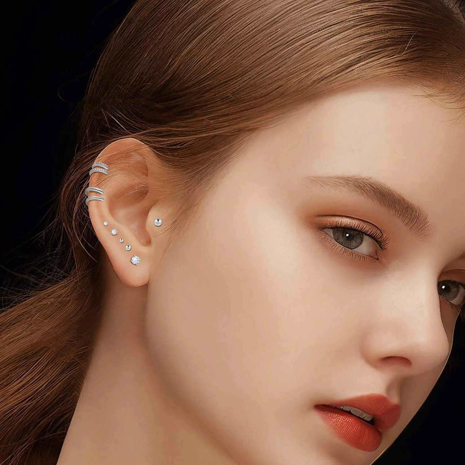 Hypoallergenic Surgical Steel Earrings for Women Men Sensitive Ears Dainty 14K Gold Stainless Steel Earrings Flat Back Gold Small Stud Hoop Cartilage Earring Set for Multiple Piercing