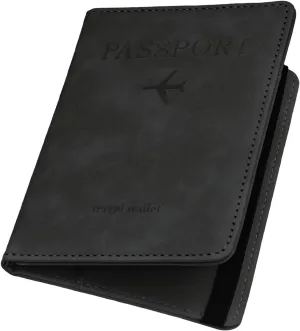 ILIYAH-Passport Cover-Passport Holder Travel Wallet-RFID-Blocking Passport Case Travel Accessories Card Holder Wallet Unisex Travel GiftsBlack