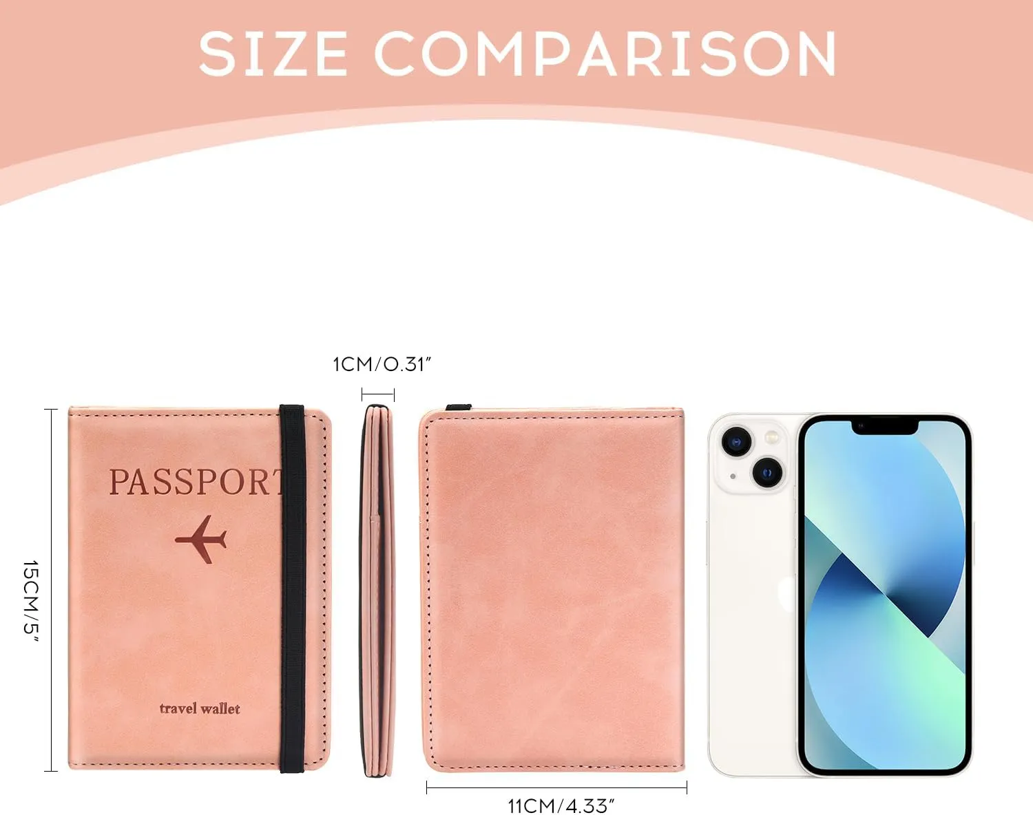 ILIYAH-Passport Cover-Passport Holder Travel Wallet-RFID-Blocking Passport Case Travel Accessories Card Holder Wallet Unisex Travel GiftsPink