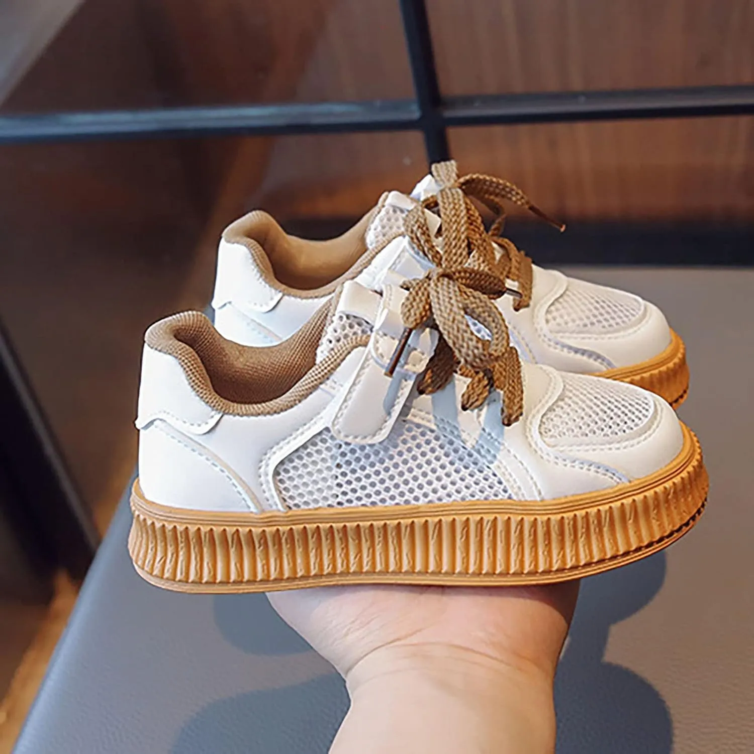 Infant Baby Shoes Girls' Shoes Cookie Sneakers Mesh Shoes Casual Children's Shoes Breathable Solid Tied Canvas Shoes