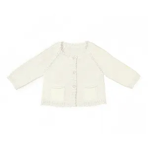 Ivory Scallop Edge Infant Cardigan