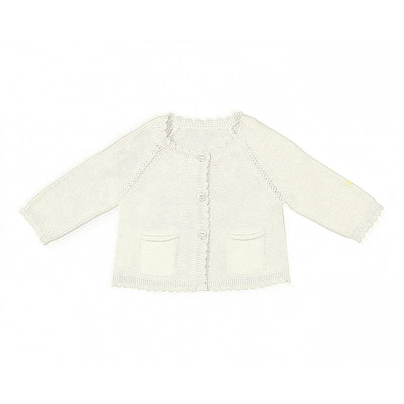 Ivory Scallop Edge Infant Cardigan