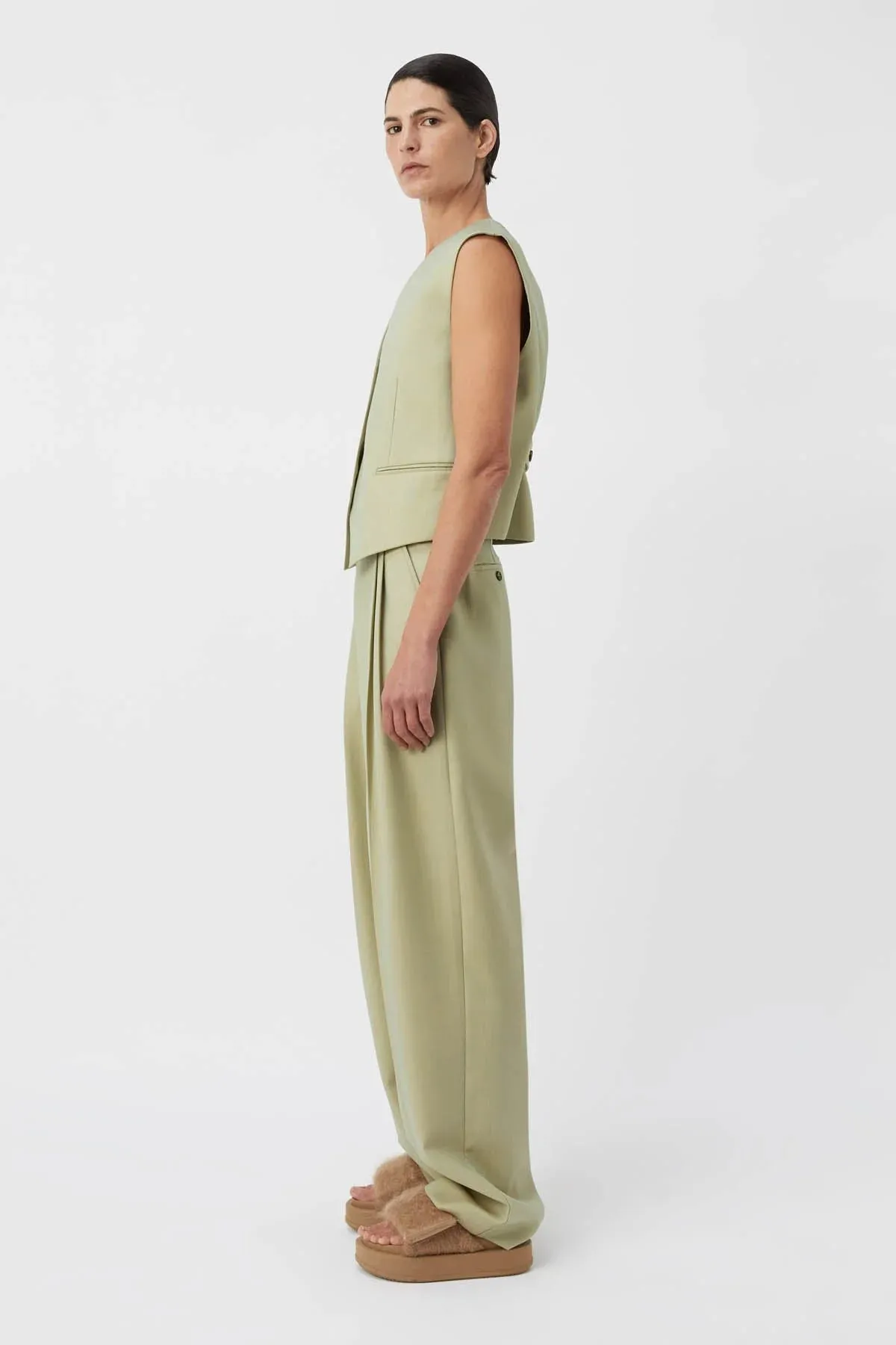 Jaccard Wool Vest Lime Blue