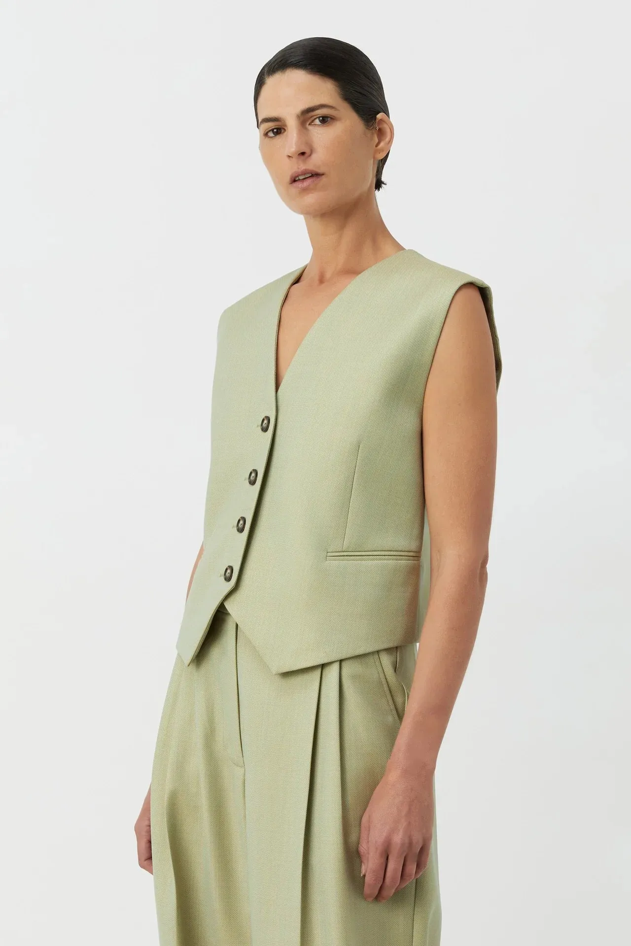 Jaccard Wool Vest Lime Blue