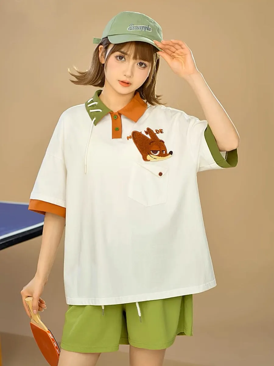 Judy & Nick Colorblock Polo Loose Shirts