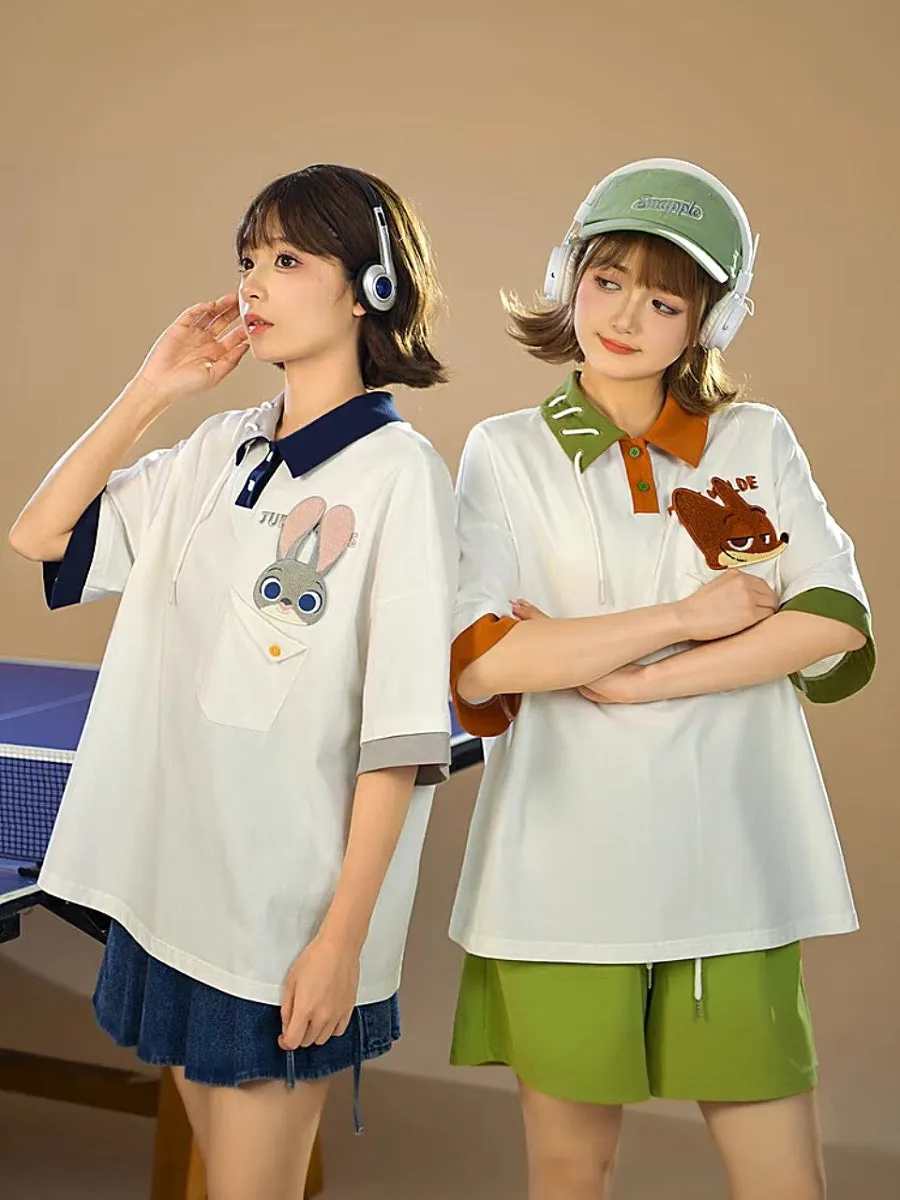 Judy & Nick Colorblock Polo Loose Shirts