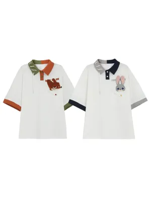 Judy & Nick Colorblock Polo Loose Shirts