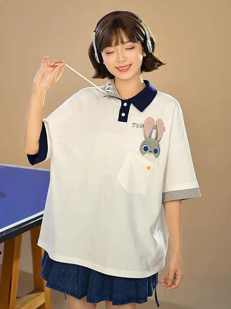 Judy & Nick Colorblock Polo Loose Shirts