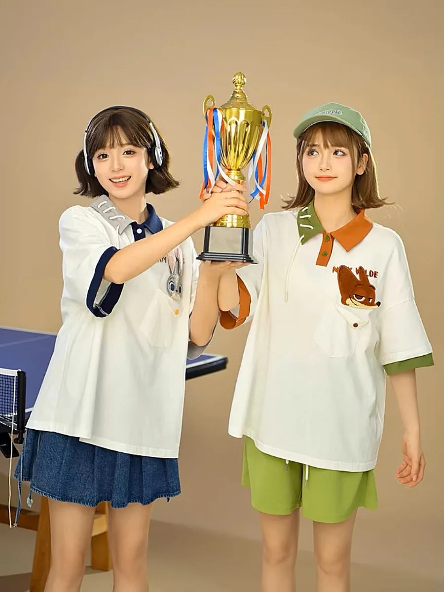 Judy & Nick Colorblock Polo Loose Shirts