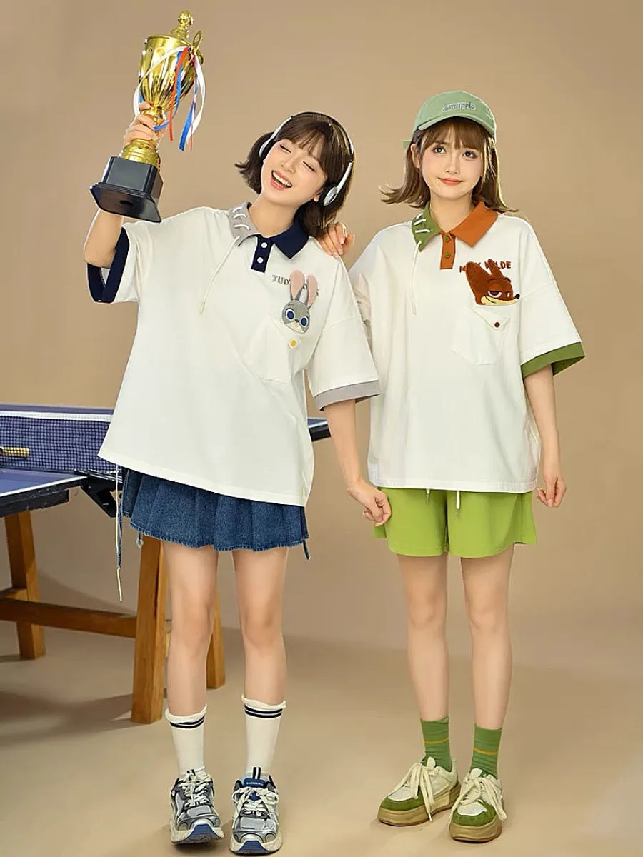 Judy & Nick Colorblock Polo Loose Shirts