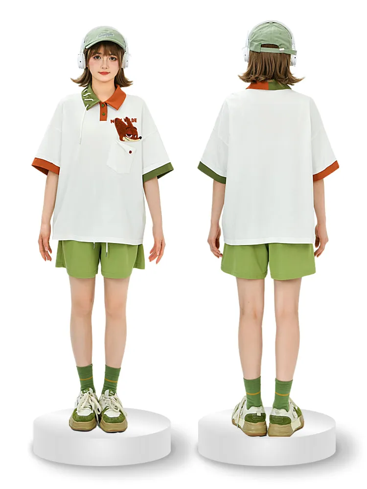 Judy & Nick Colorblock Polo Loose Shirts