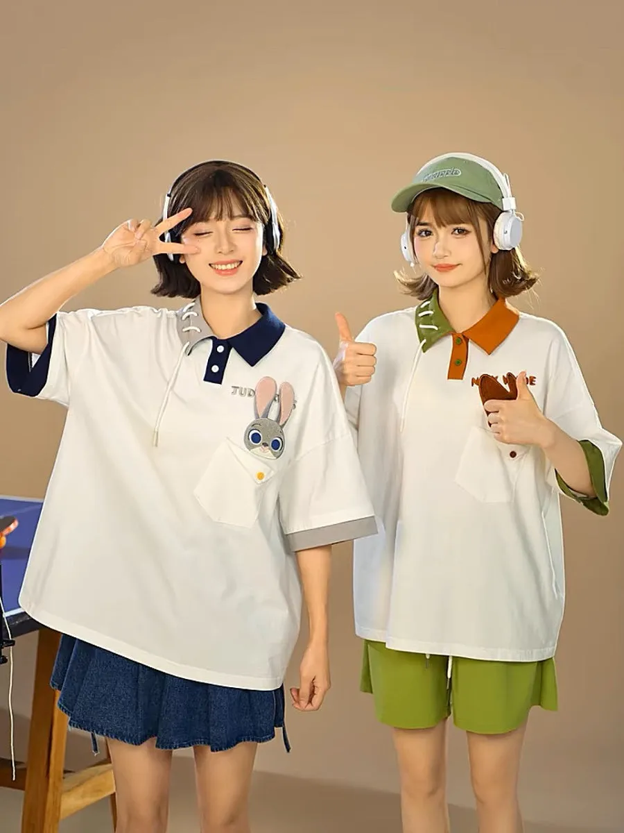 Judy & Nick Colorblock Polo Loose Shirts