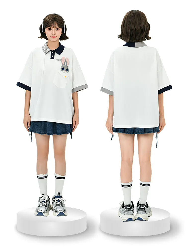 Judy & Nick Colorblock Polo Loose Shirts