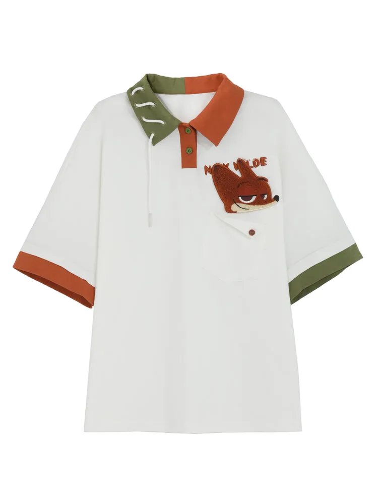Judy & Nick Colorblock Polo Loose Shirts