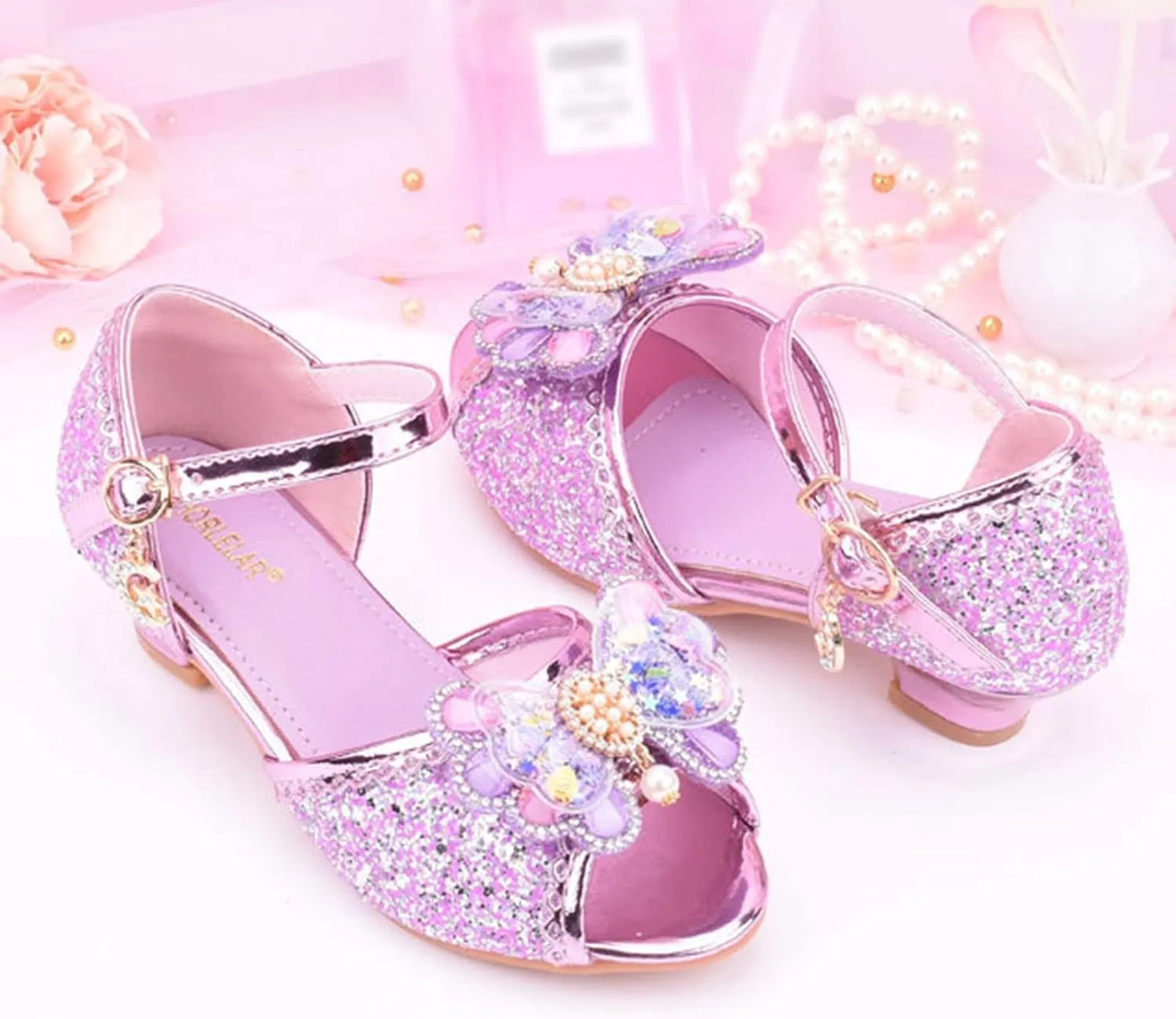 Kids Girls Glitter Butterfly Sandals Sequin hinestone Dress Shoes Little/Big Kids Fashion Girls Slippers Clog