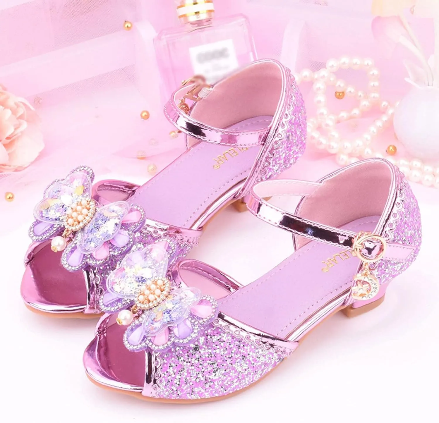 Kids Girls Glitter Butterfly Sandals Sequin hinestone Dress Shoes Little/Big Kids Fashion Girls Slippers Clog
