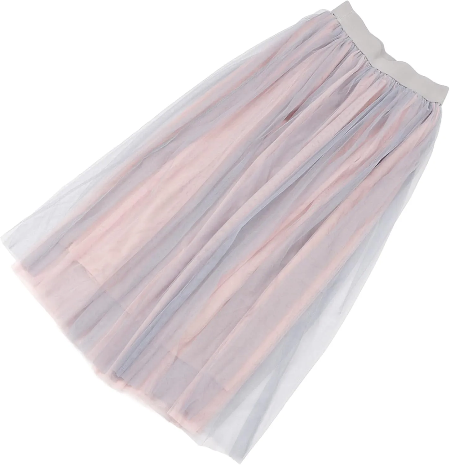 Lady Flowy Mesh Midi Skirt, Layered Elastic High Waisted Stylish Elegant Mesh Midi Skirt Soft for Dating