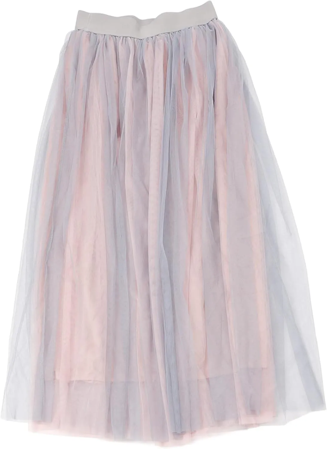 Lady Flowy Mesh Midi Skirt, Layered Elastic High Waisted Stylish Elegant Mesh Midi Skirt Soft for Dating