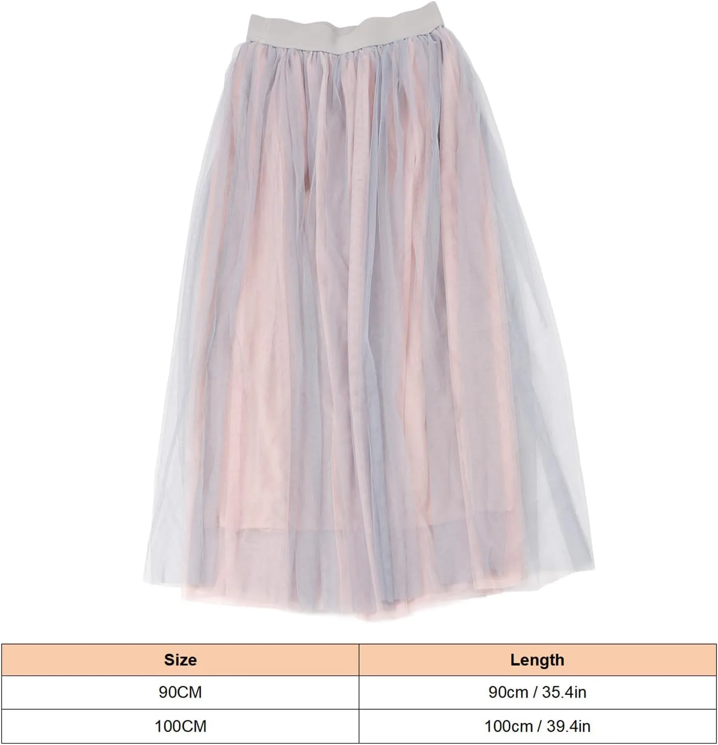 Lady Flowy Mesh Midi Skirt, Layered Elastic High Waisted Stylish Elegant Mesh Midi Skirt Soft for Dating