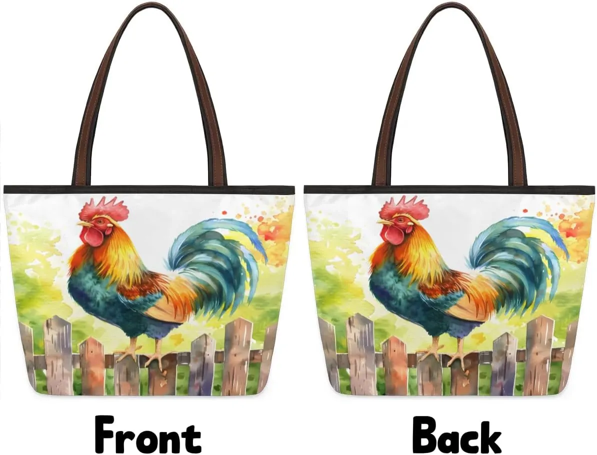 Large Tote Bag For Women Alphabet Chart Dinosaur Work Cloth Bags With Zipper Reusable Grocery