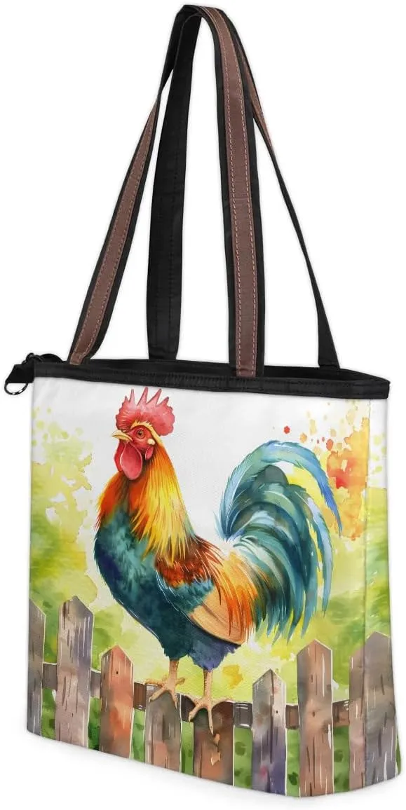 Large Tote Bag For Women Alphabet Chart Dinosaur Work Cloth Bags With Zipper Reusable Grocery