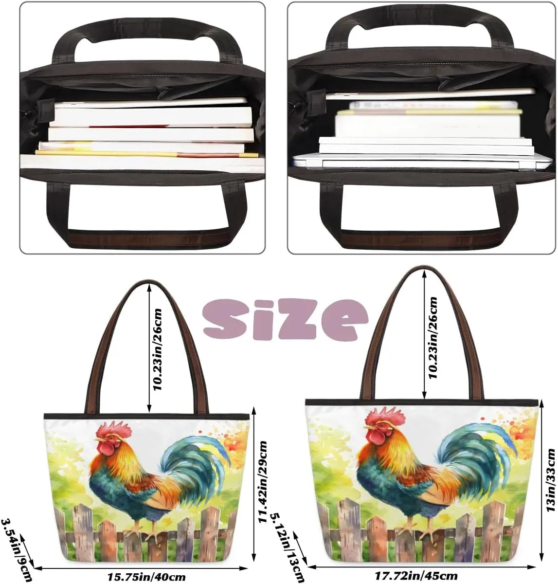 Large Tote Bag For Women Alphabet Chart Dinosaur Work Cloth Bags With Zipper Reusable Grocery