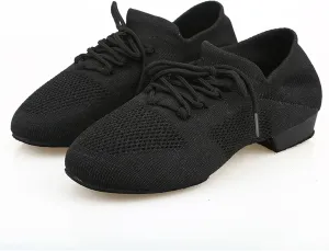 Latin Dance Shoes for Women Dance Shoes for Women Jazz Salsa Ballroom Dancing Shoes Mesh Casual Flat Sprots Shoe Yoga Sneakers(Black,39)