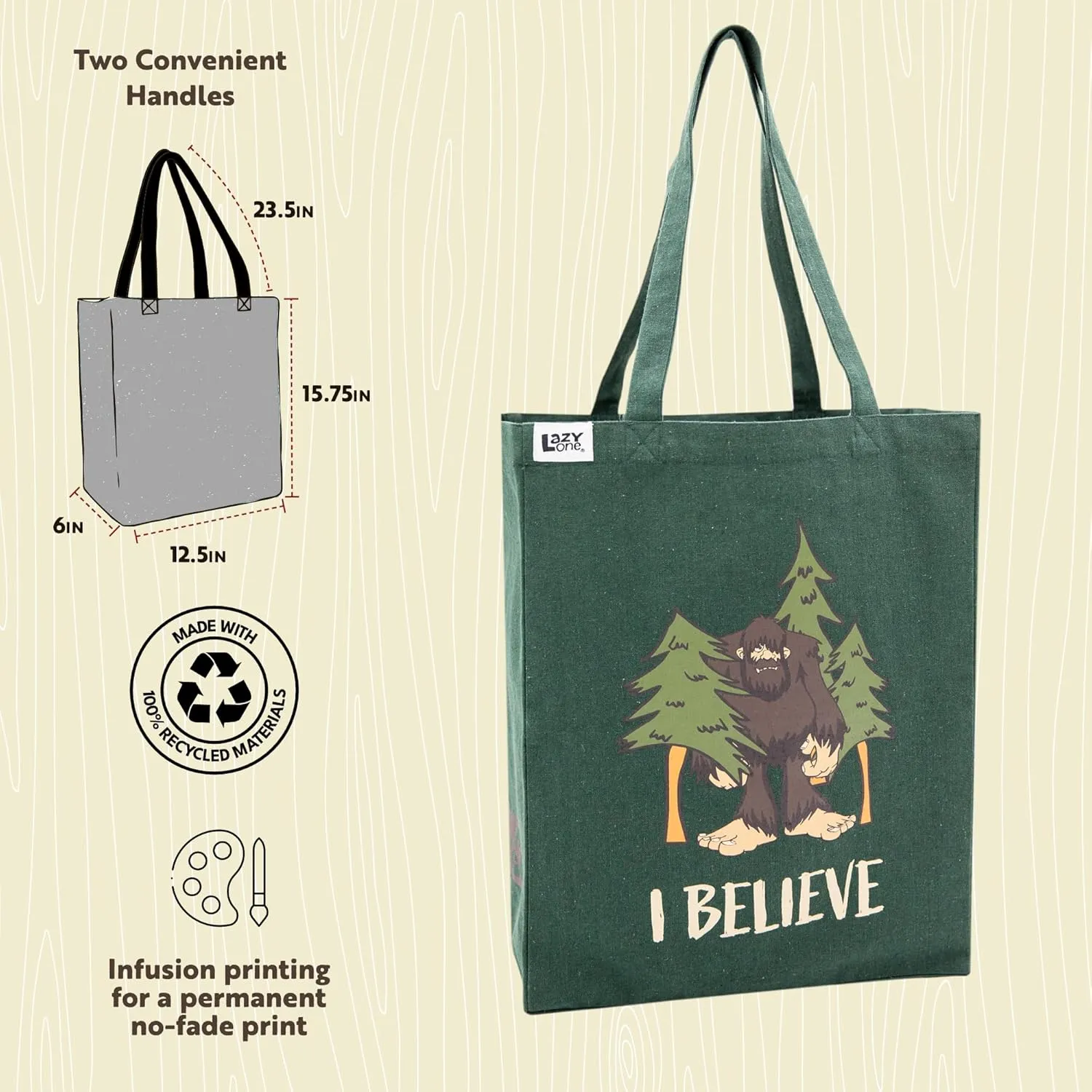 Lazy One Canvas Tote Bag, Novelty Tote Bag for Women and Men, Reusable Shopping Bags, Perfect for Shopping, Travel and Work