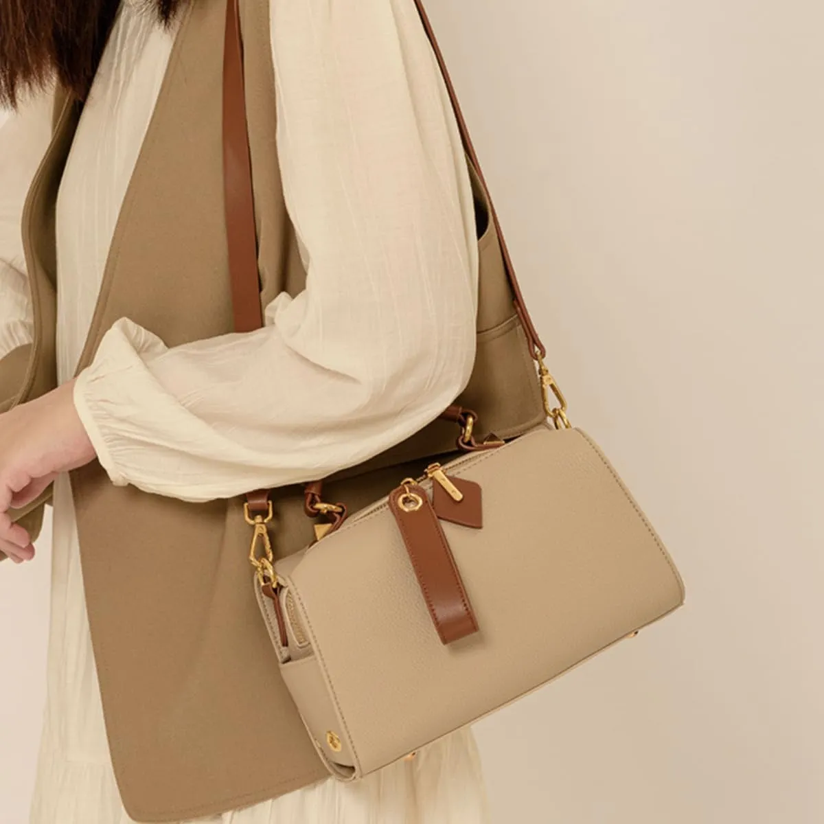 Leather Shoulder Bags Purses and Handbags for Women Top Handle Tote Satchel Ladies Hobo Crossbody Bags with Convertible Strap (Beige)