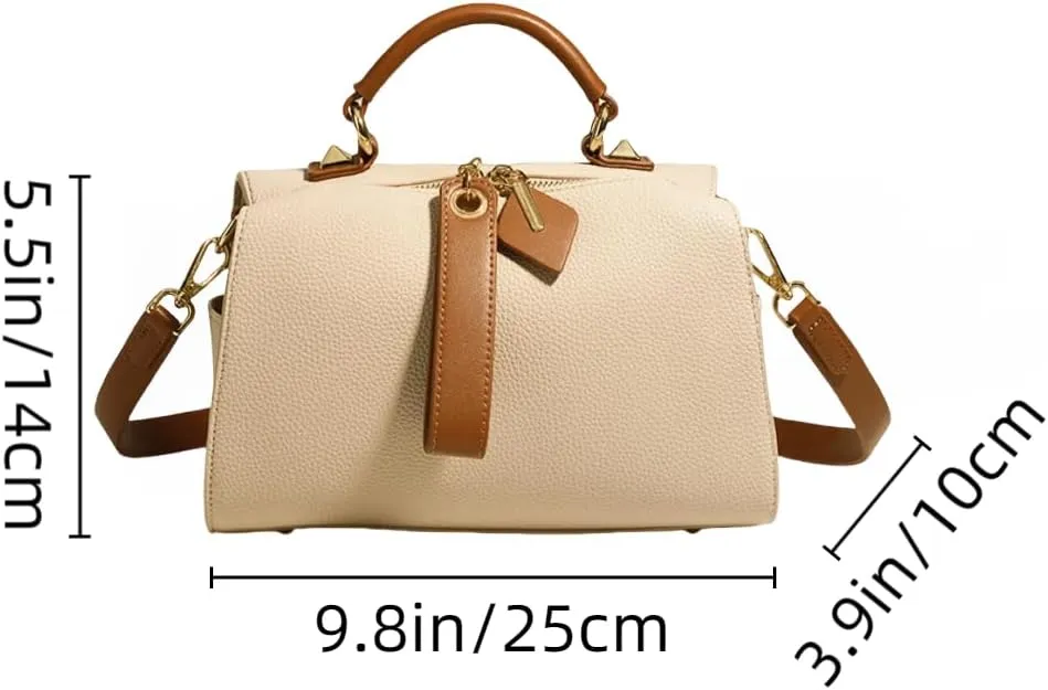 Leather Shoulder Bags Purses and Handbags for Women Top Handle Tote Satchel Ladies Hobo Crossbody Bags with Convertible Strap (Beige)