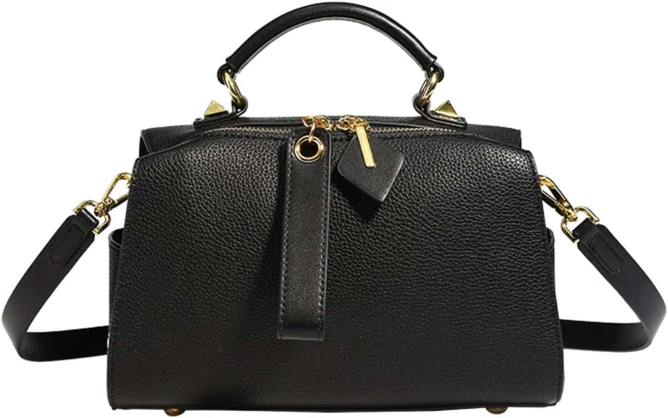 Leather Shoulder Bags Purses and Handbags for Women Top Handle Tote Satchel Ladies Hobo Crossbody Bags with Convertible Strap (Black)