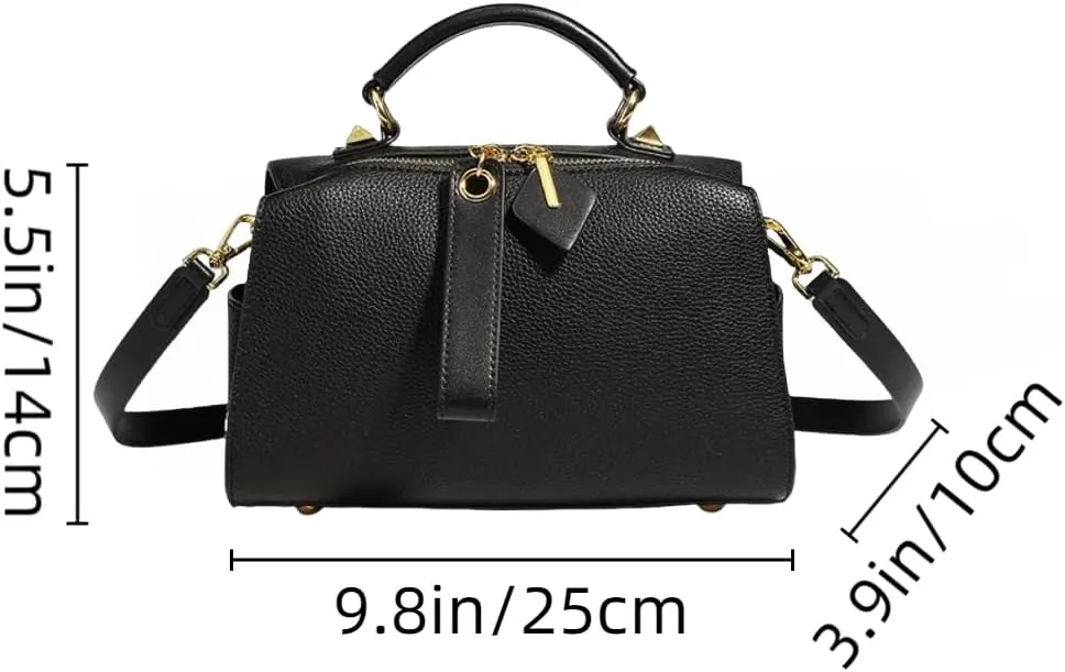 Leather Shoulder Bags Purses and Handbags for Women Top Handle Tote Satchel Ladies Hobo Crossbody Bags with Convertible Strap (Black)