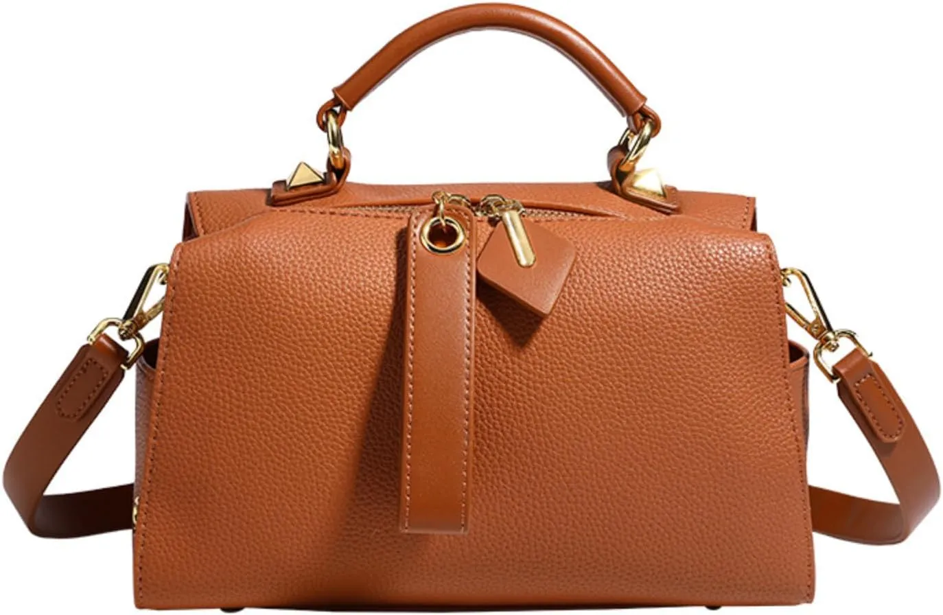 Leather Shoulder Bags Purses and Handbags for Women Top Handle Tote Satchel Ladies Hobo Crossbody Bags with Convertible Strap (Brown)