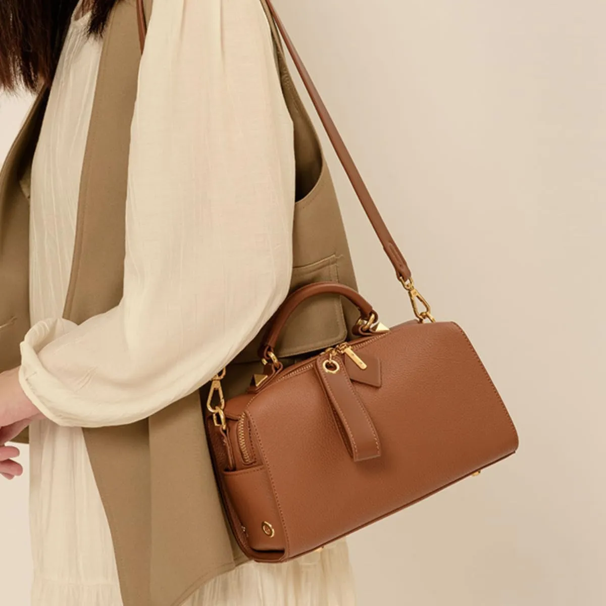 Leather Shoulder Bags Purses and Handbags for Women Top Handle Tote Satchel Ladies Hobo Crossbody Bags with Convertible Strap (Brown)