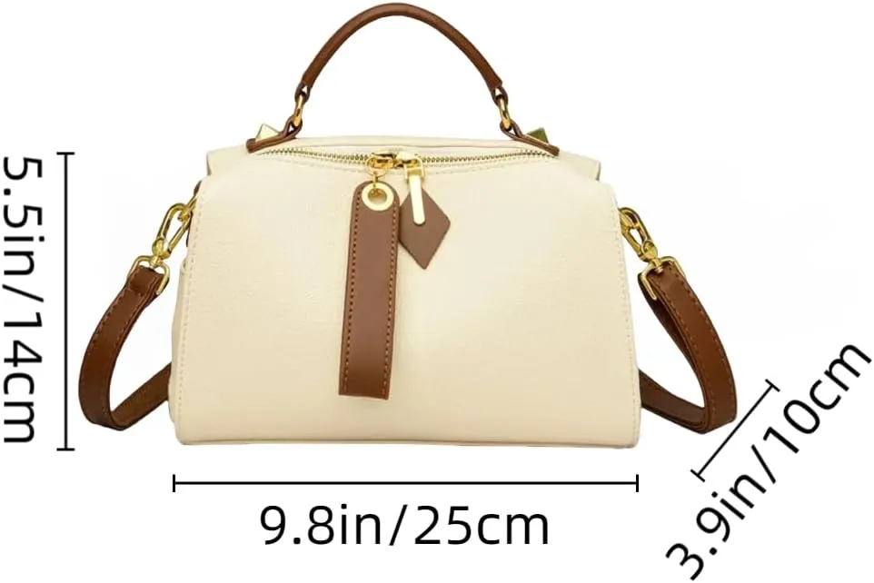 Leather Shoulder Bags Purses and Handbags for Women Top Handle Tote Satchel Ladies Hobo Crossbody Bags with Convertible Strap (White)