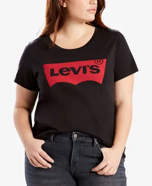 Levi's Fashionable Plus Size Batwing Perfect Graphic Logo T-Shirt Black