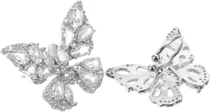LIFKOME Fashionable Women's Butterfly Clip-on Earrings Rhinestone Ear Cuffs Non-pierced Earrings for Daily Wear