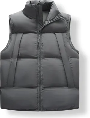 Lightweight Puffer Vest Men Sleeveless Winter Coat Stand Collar Vest Zip Up Down Vest Big and Tall Puffer Vest